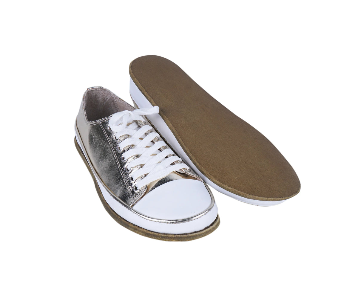 Bright Barefoot Converse Shoes – Classic Sole — Leather Sole – Gold
