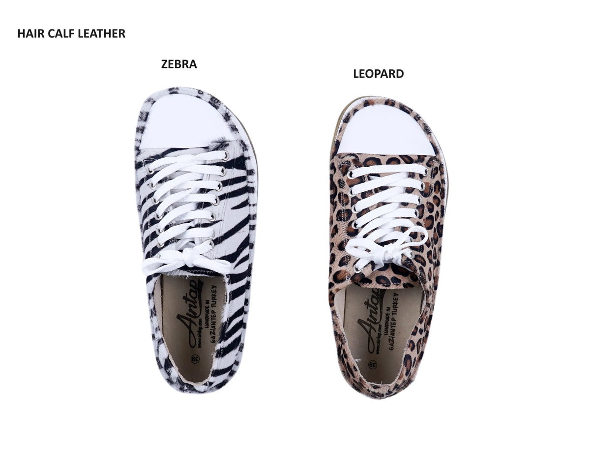 Hair Barefoot Converse Shoes – Classic Sole — Leather Sole – Zebra