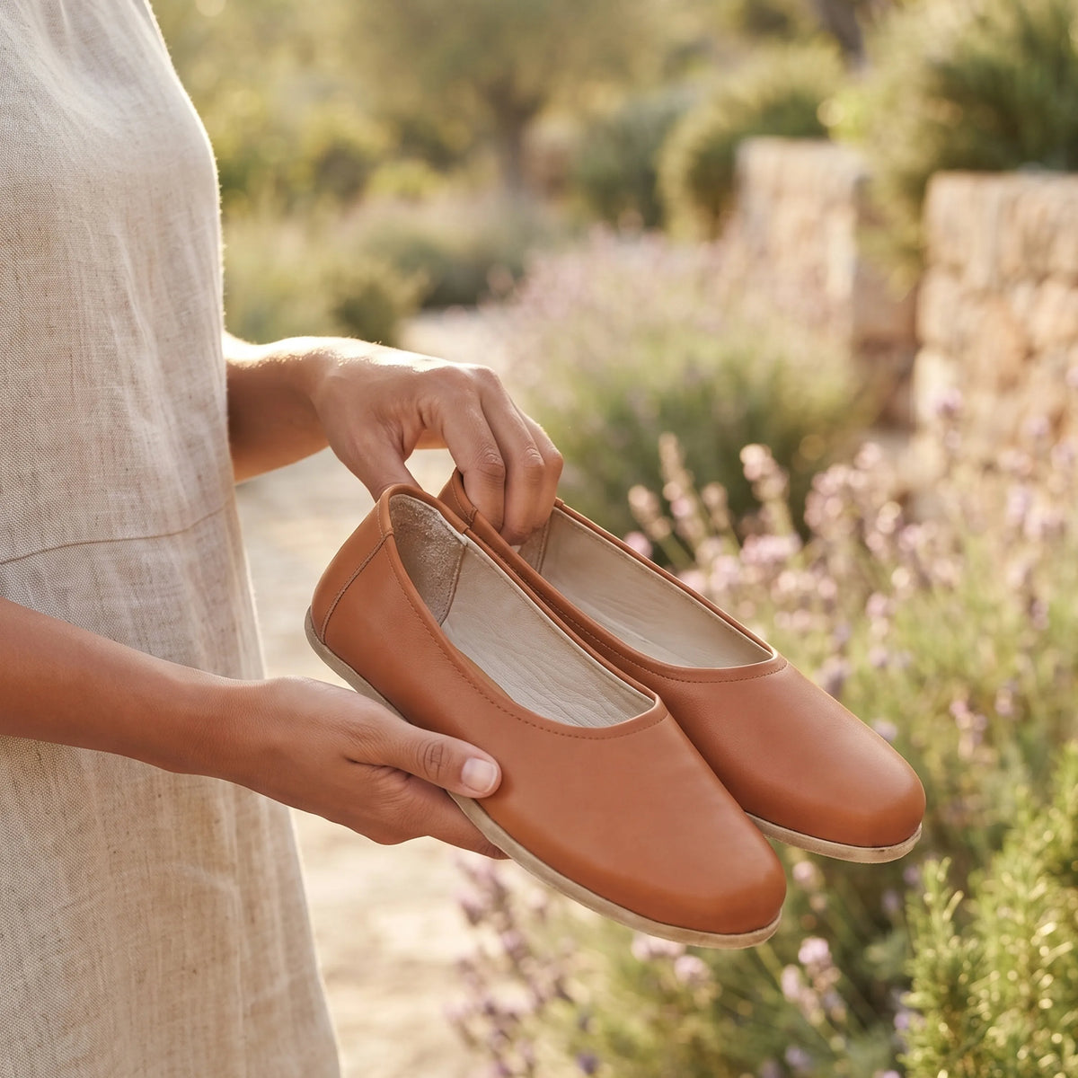 Smooth Barefoot Ballet Shoes – Classic Sole — Leather Sole – Tan