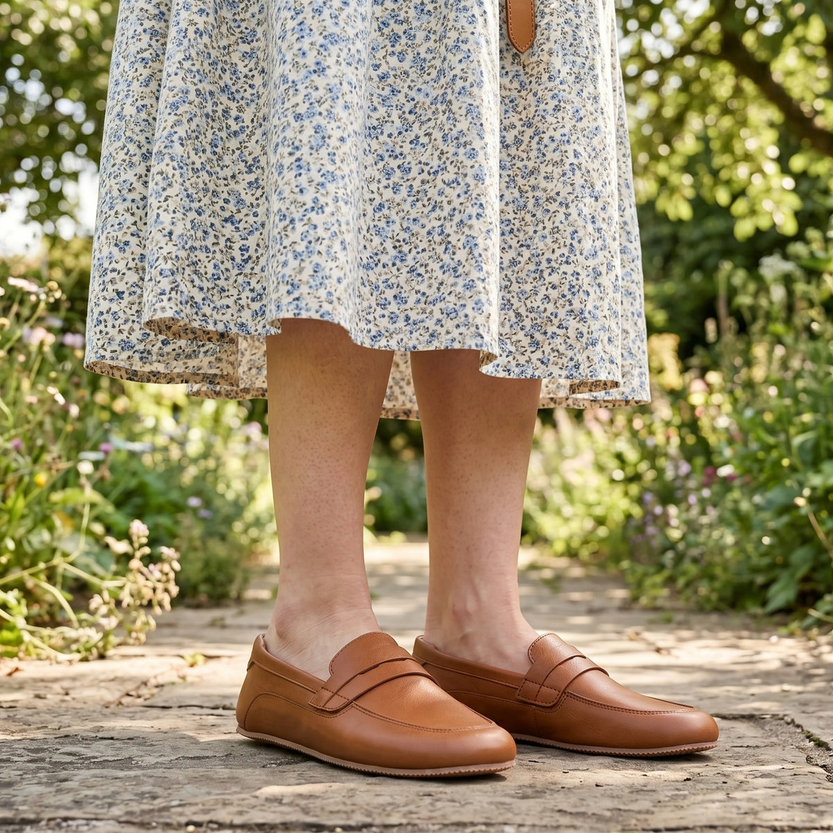 Smooth Barefoot Penny Loafer Shoes – Rubber Sole – Tan