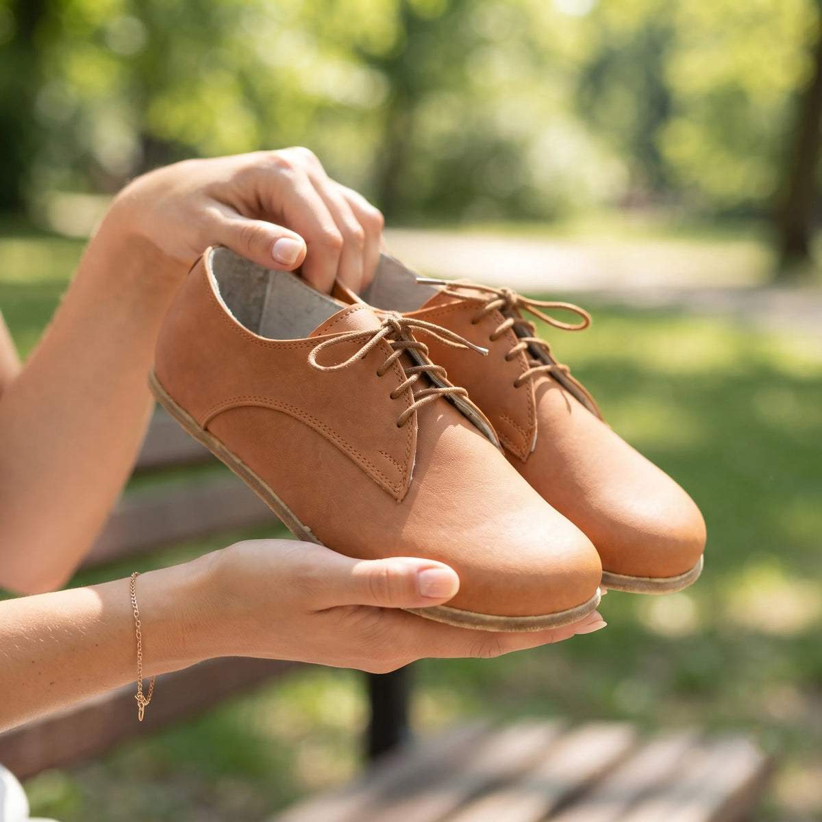 Crazy Barefoot Oxford Shoes – Classic Sole — Leather Sole – Honey Camel