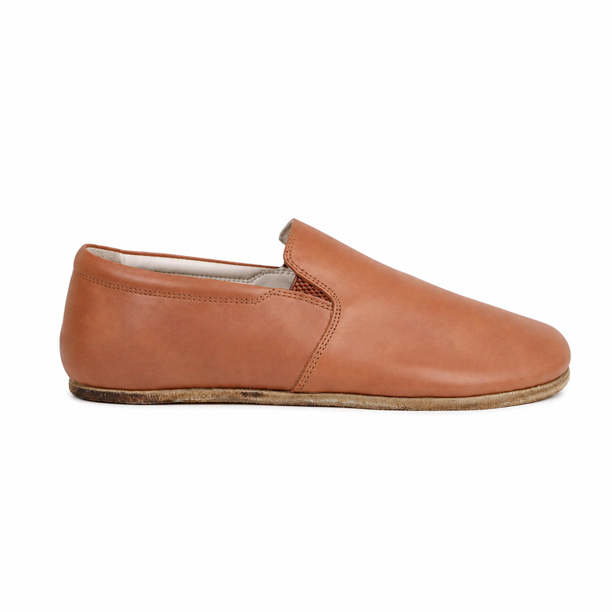 Smooth Barefoot Slip-On Shoes – Classic Sole — Leather Sole – Tan