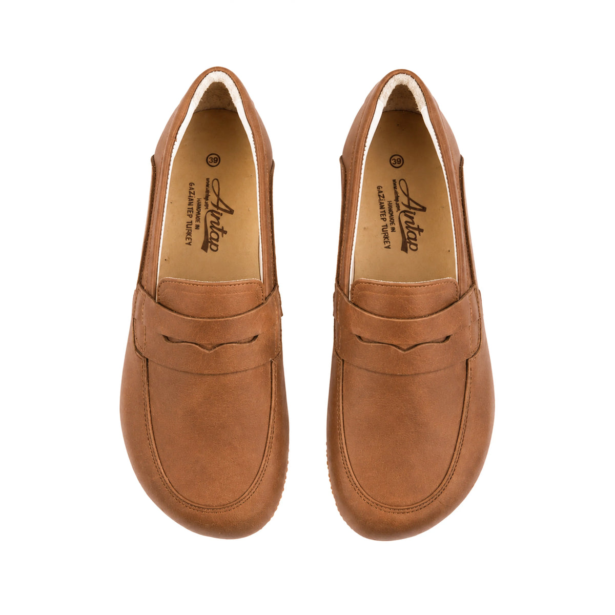 Crazy Barefoot Penny Loafer Shoes – Rubber Sole – Honey Camel