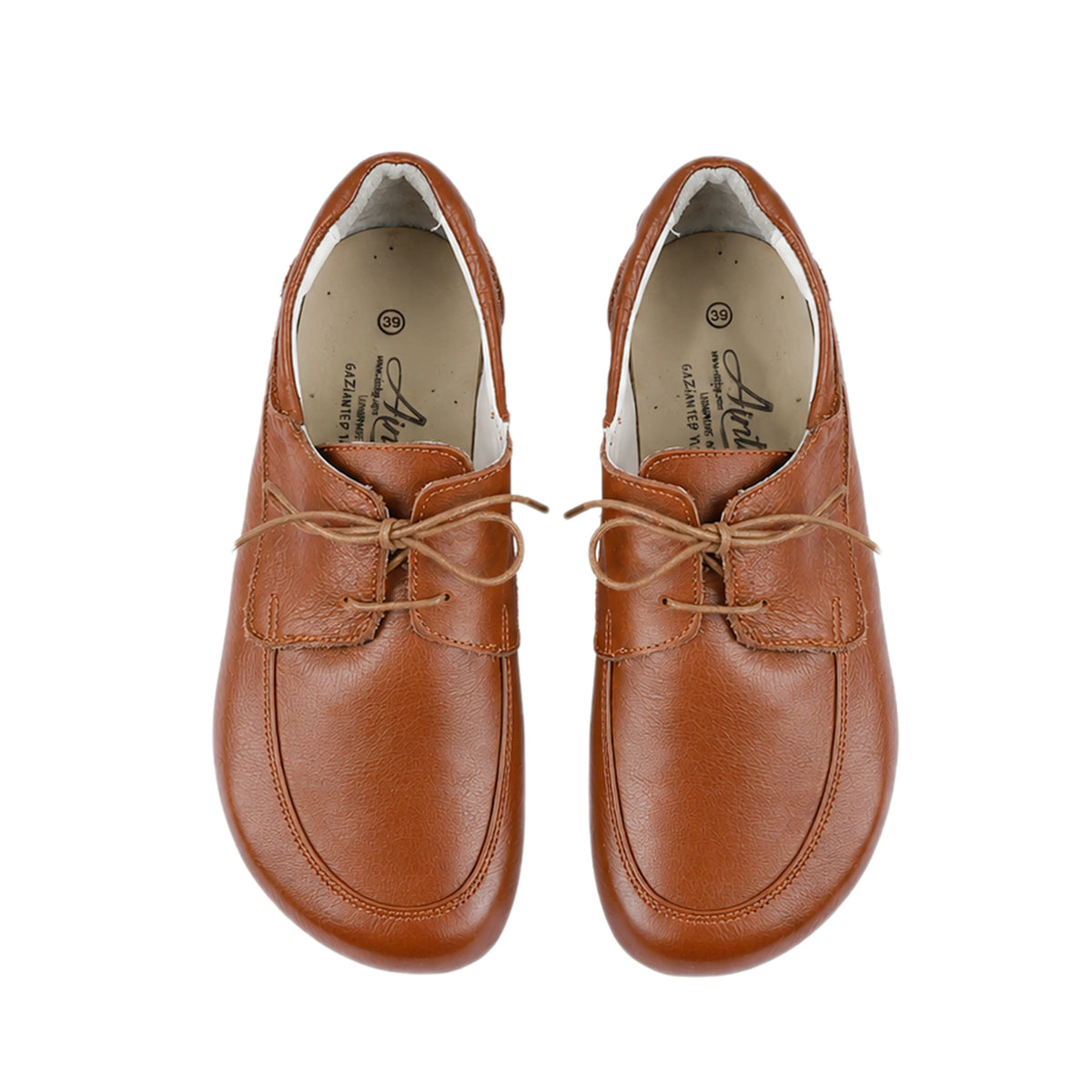 Smooth Barefoot Laces Penny Loafer Shoes – Rubber Sole – Tan