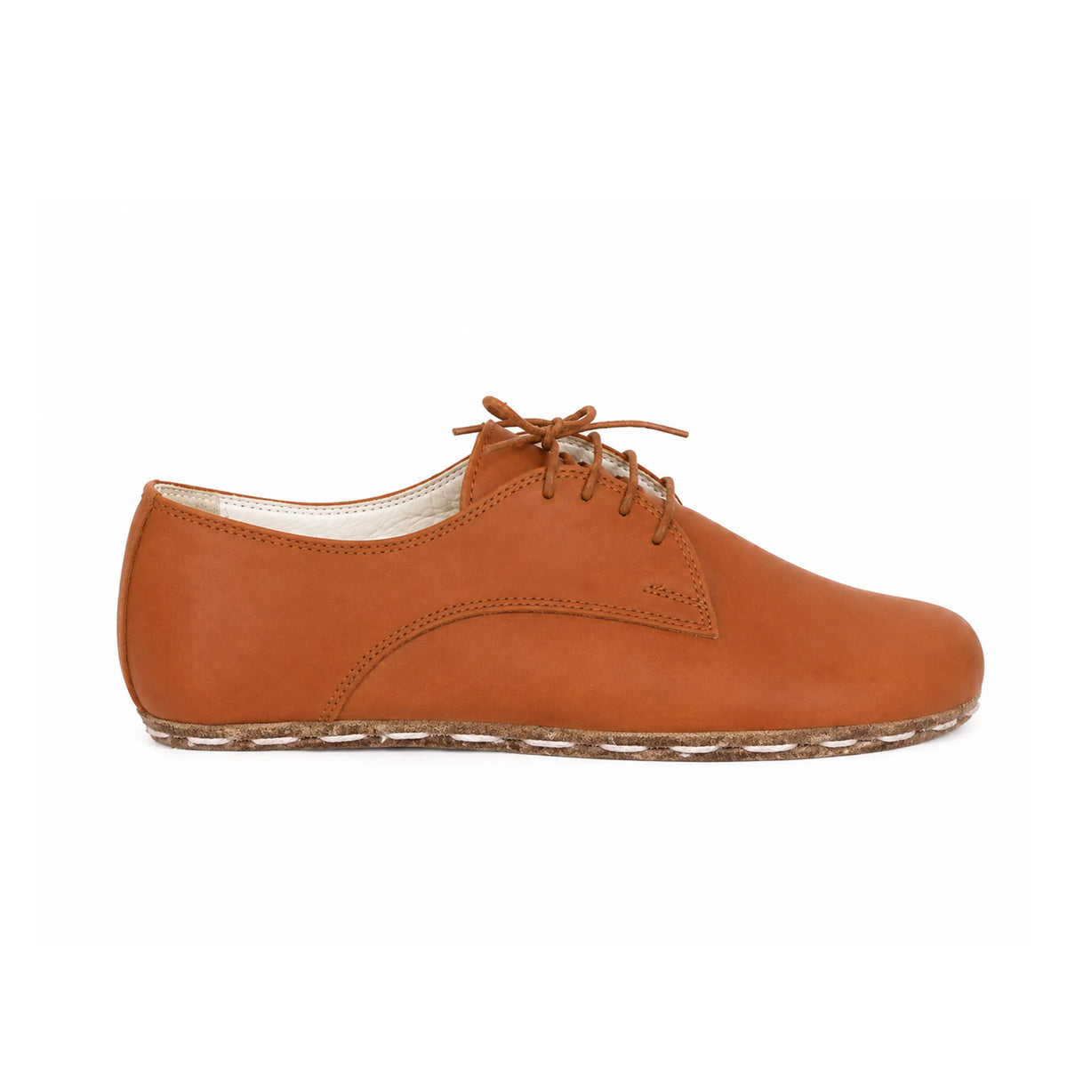 Smooth Barefoot Oxford Shoes — Leather Sole – Tan