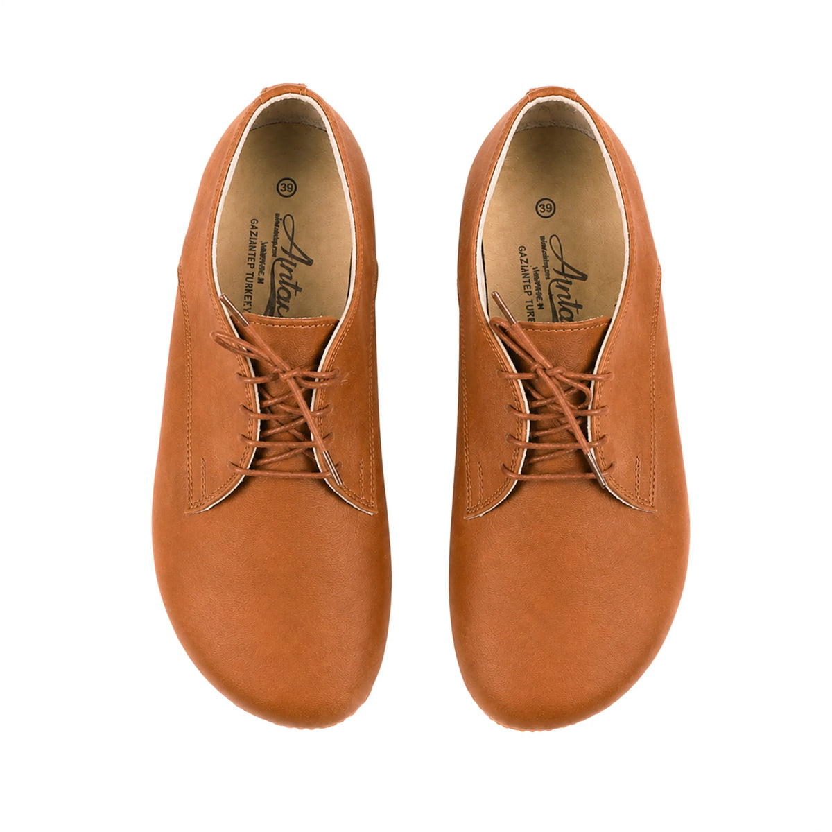 Smooth Barefoot Oxford Shoes – Rubber Sole – Tan