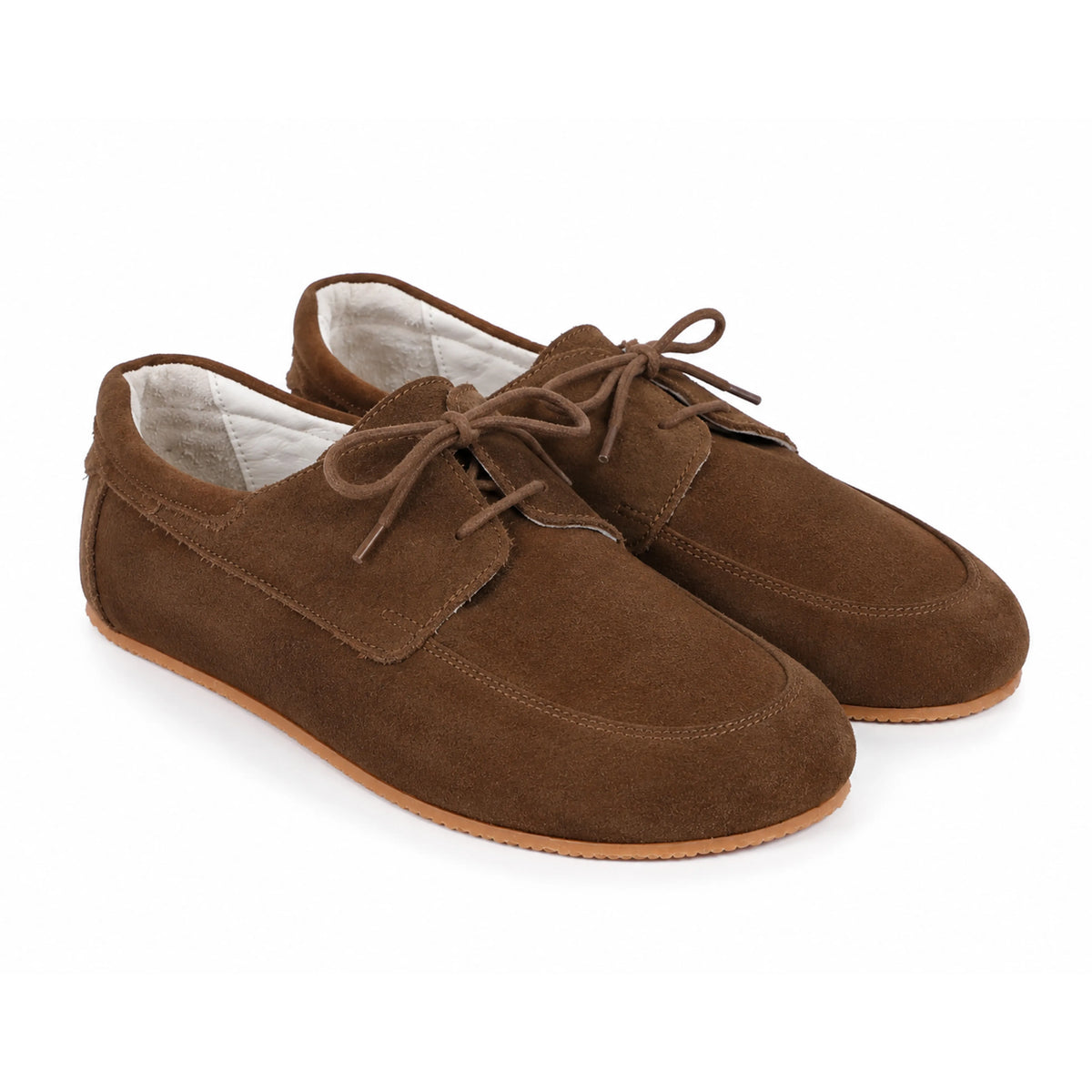 Suede Barefoot Laces Penny Loafer Shoes – Rubber Sole – Tan