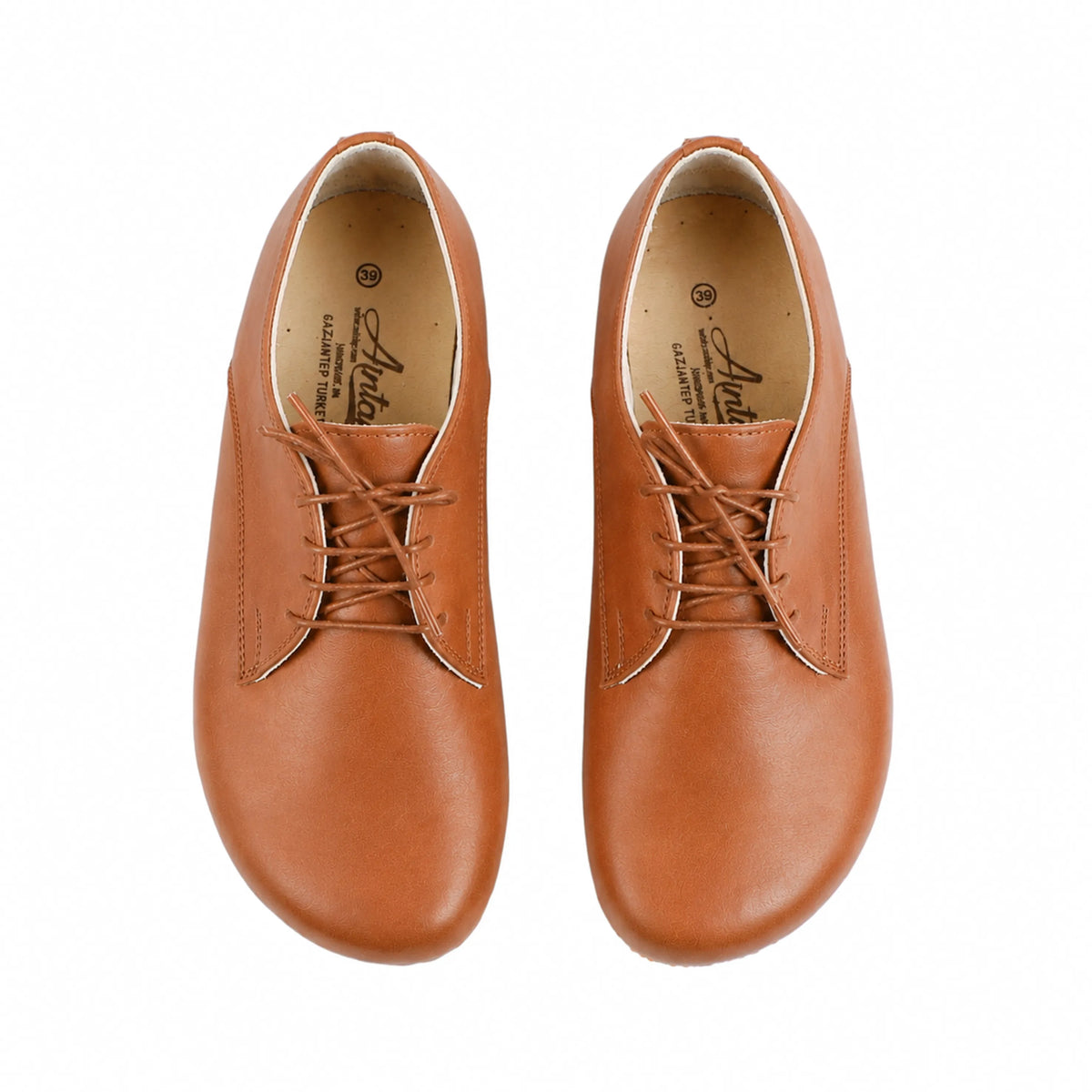 Smooth Barefoot Oxford Shoes – Classic Sole — Leather Sole – Tan