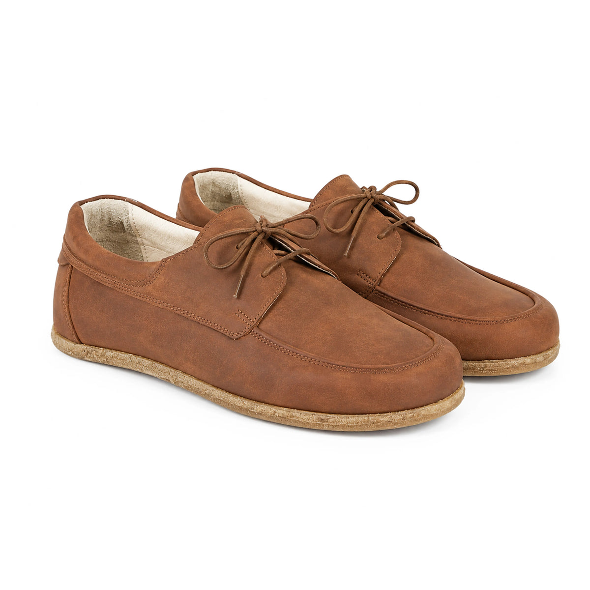 Crazy Barefoot Laces Penny Loafer Shoes – Classic Sole — Leather Sole – Honey Camel