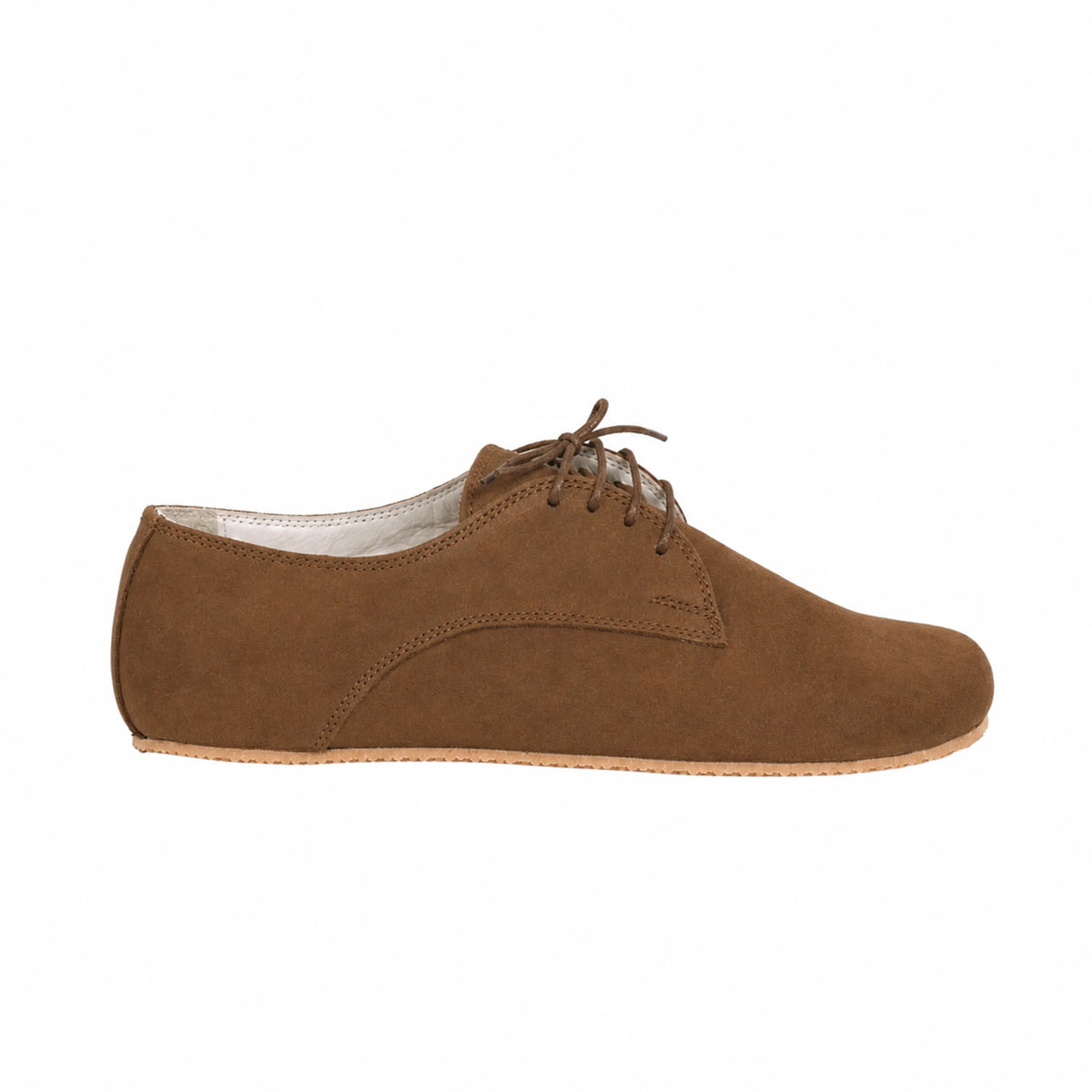 Suede Barefoot Oxford Shoes – Rubber Sole – Tan