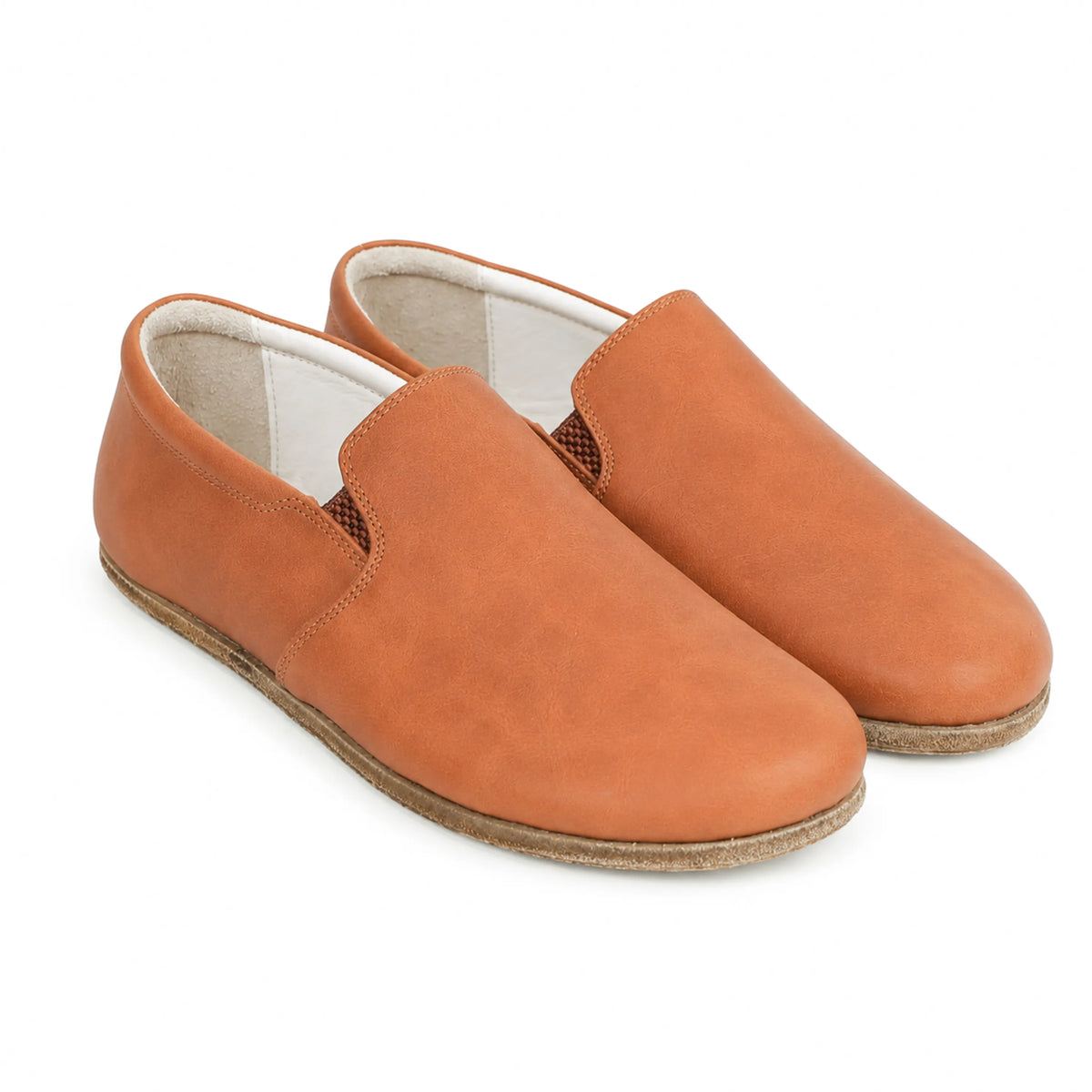 Crazy Barefoot Slip-On Shoes – Classic Sole — Leather Sole – Honey Camel
