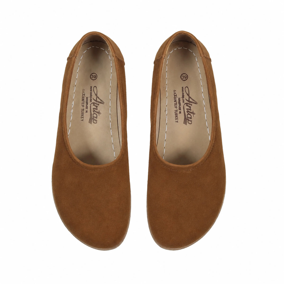 Suede Barefoot Ballet Shoes – Rubber Sole – Tan