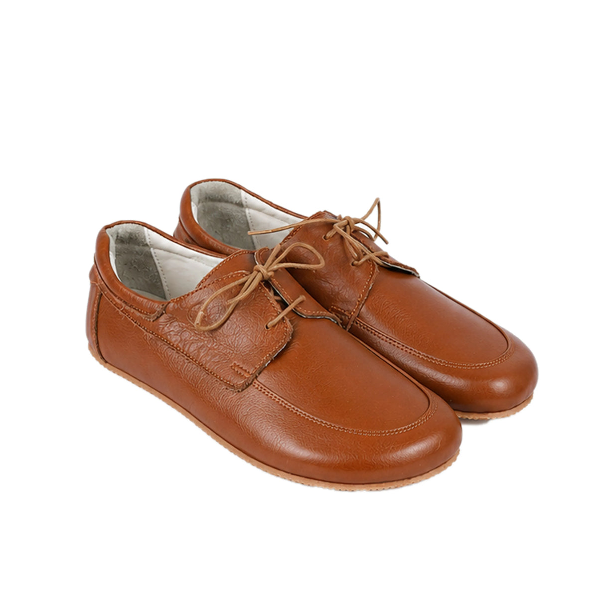 Smooth Barefoot Laces Penny Loafer Shoes – Rubber Sole – Tan