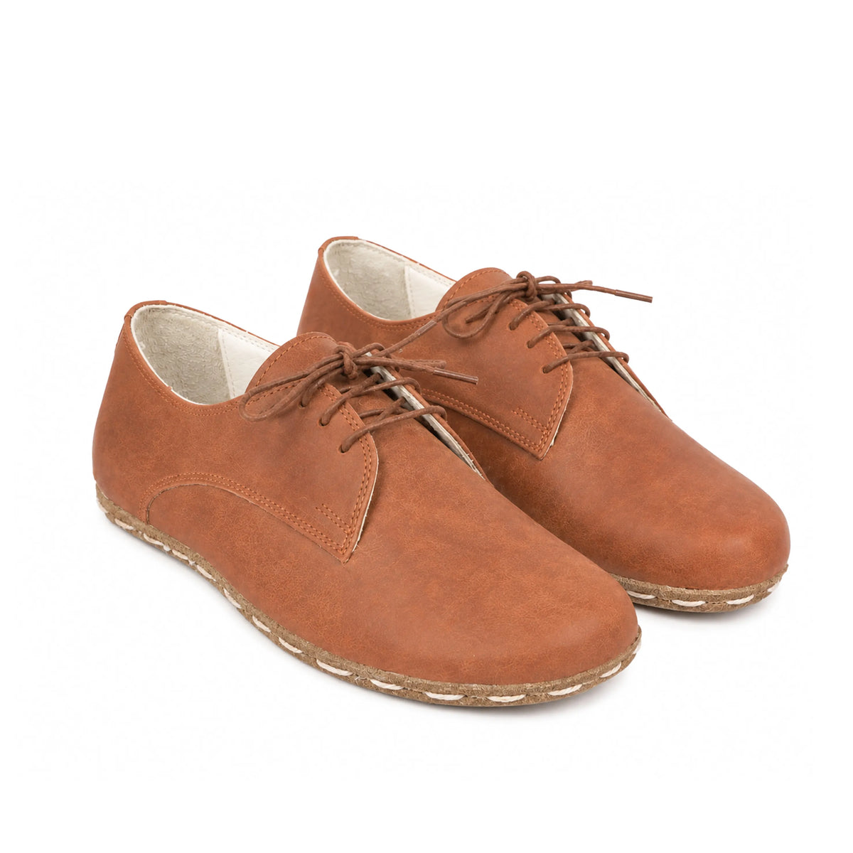 Crazy Barefoot Oxford Shoes — Leather Sole – Honey Camel