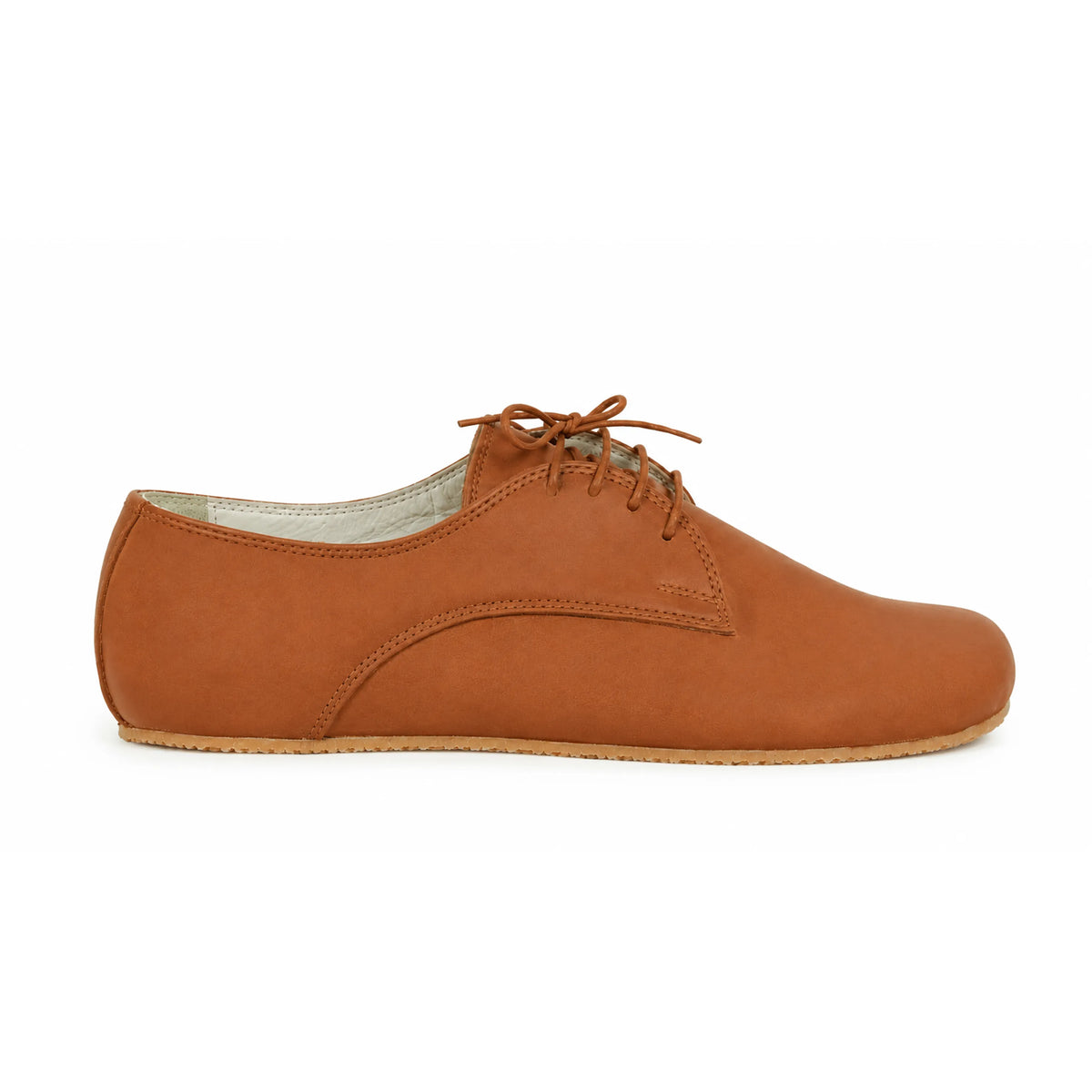 Smooth Barefoot Oxford Shoes – Rubber Sole – Tan