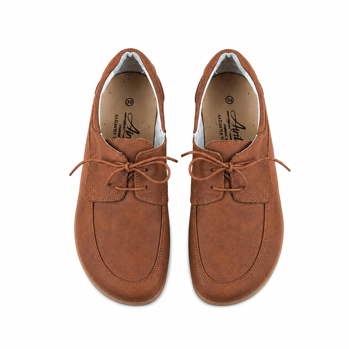Crazy Barefoot Laces Penny Loafer Shoes – Rubber Sole – Honey Camel