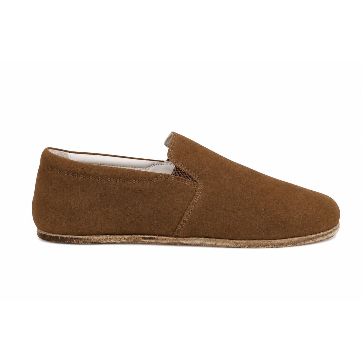 Suede Barefoot Slip-On Shoes – Classic Sole — Leather Sole – Tan