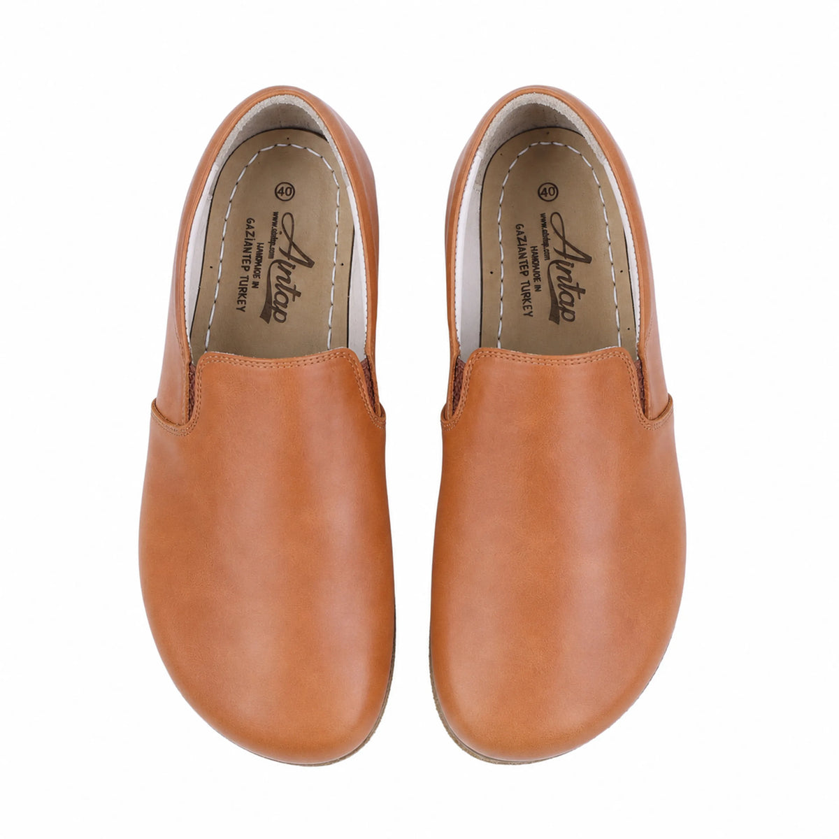 Smooth Barefoot Slip-On Shoes – Classic Sole — Leather Sole – Tan