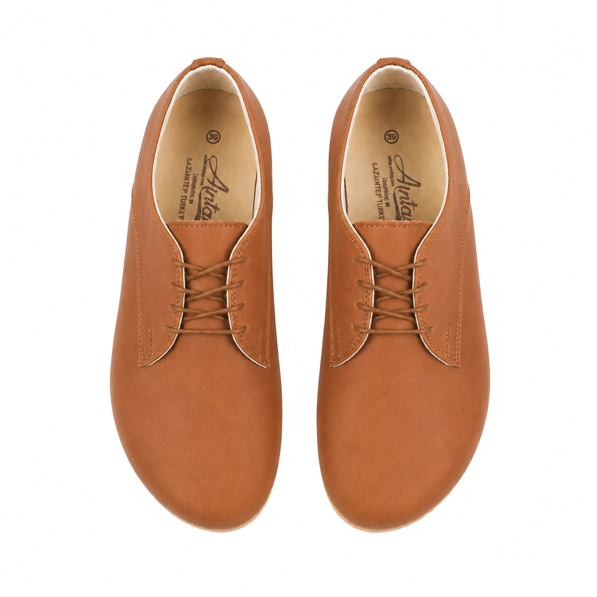 Smooth Barefoot Oxford Shoes — Leather Sole – Tan