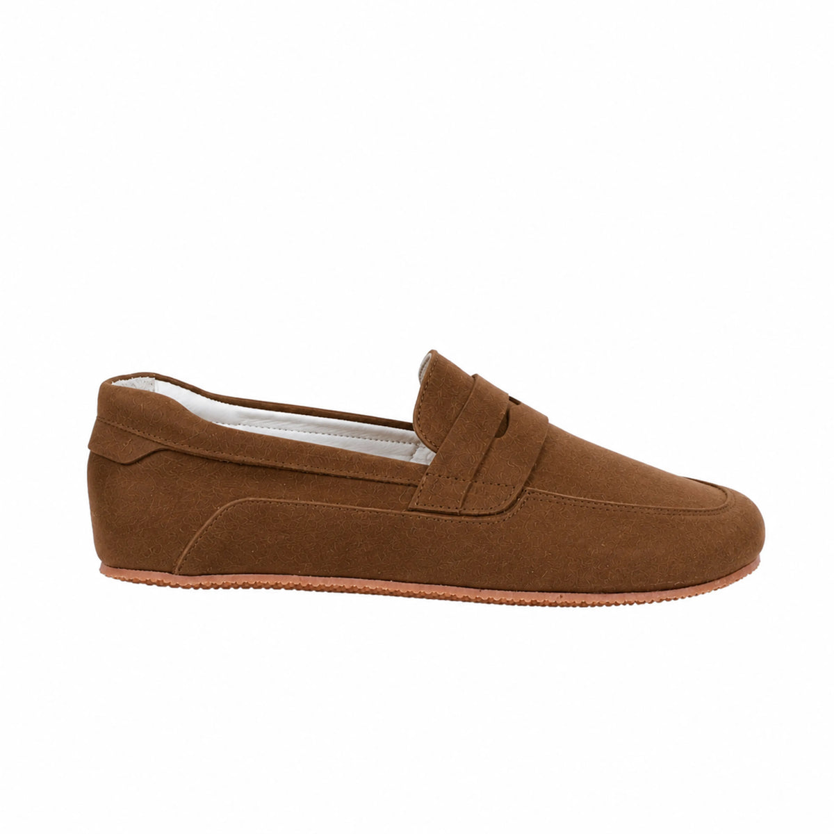 Suede Barefoot Penny Loafer Shoes – Rubber Sole – Tan