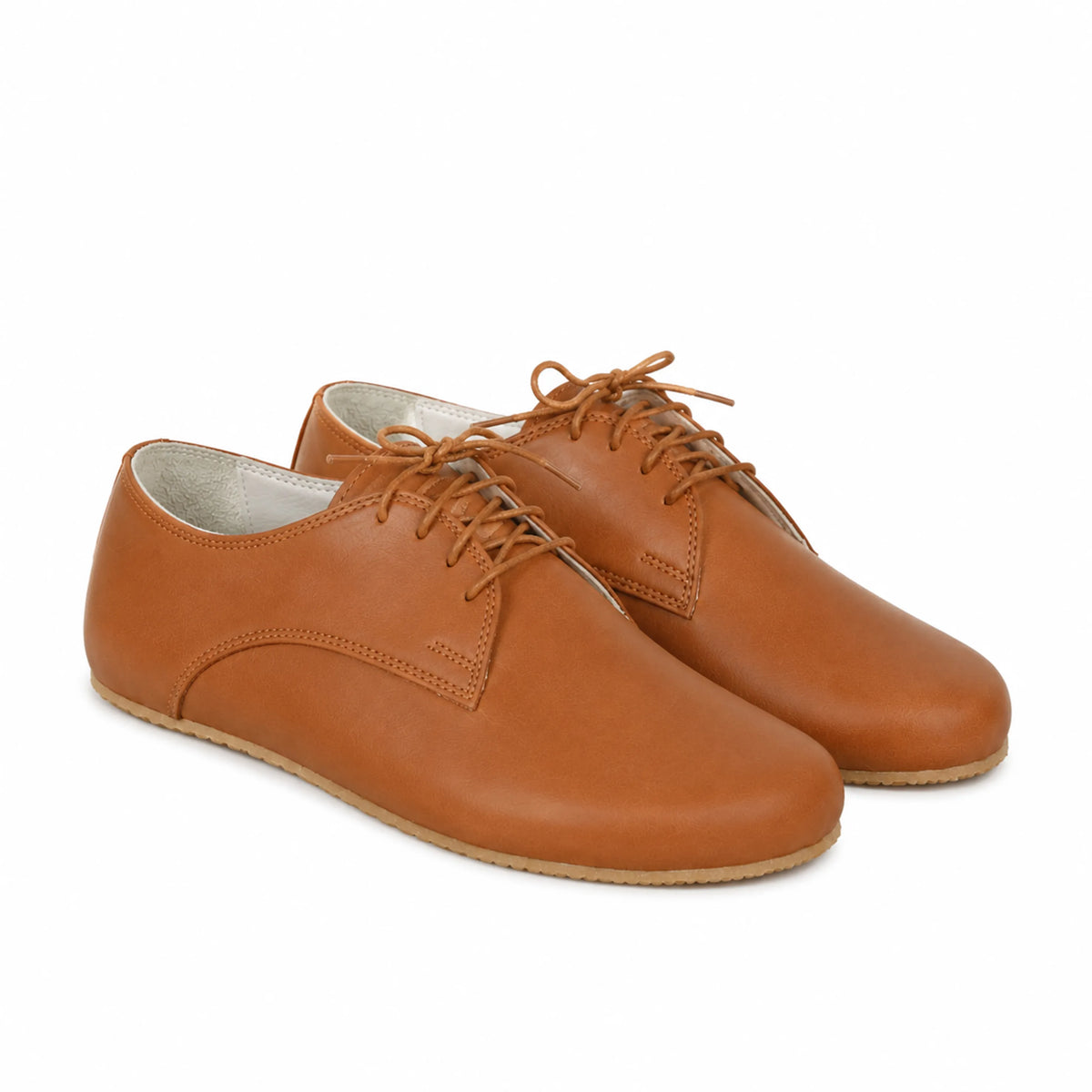 Smooth Barefoot Oxford Shoes – Rubber Sole – Tan