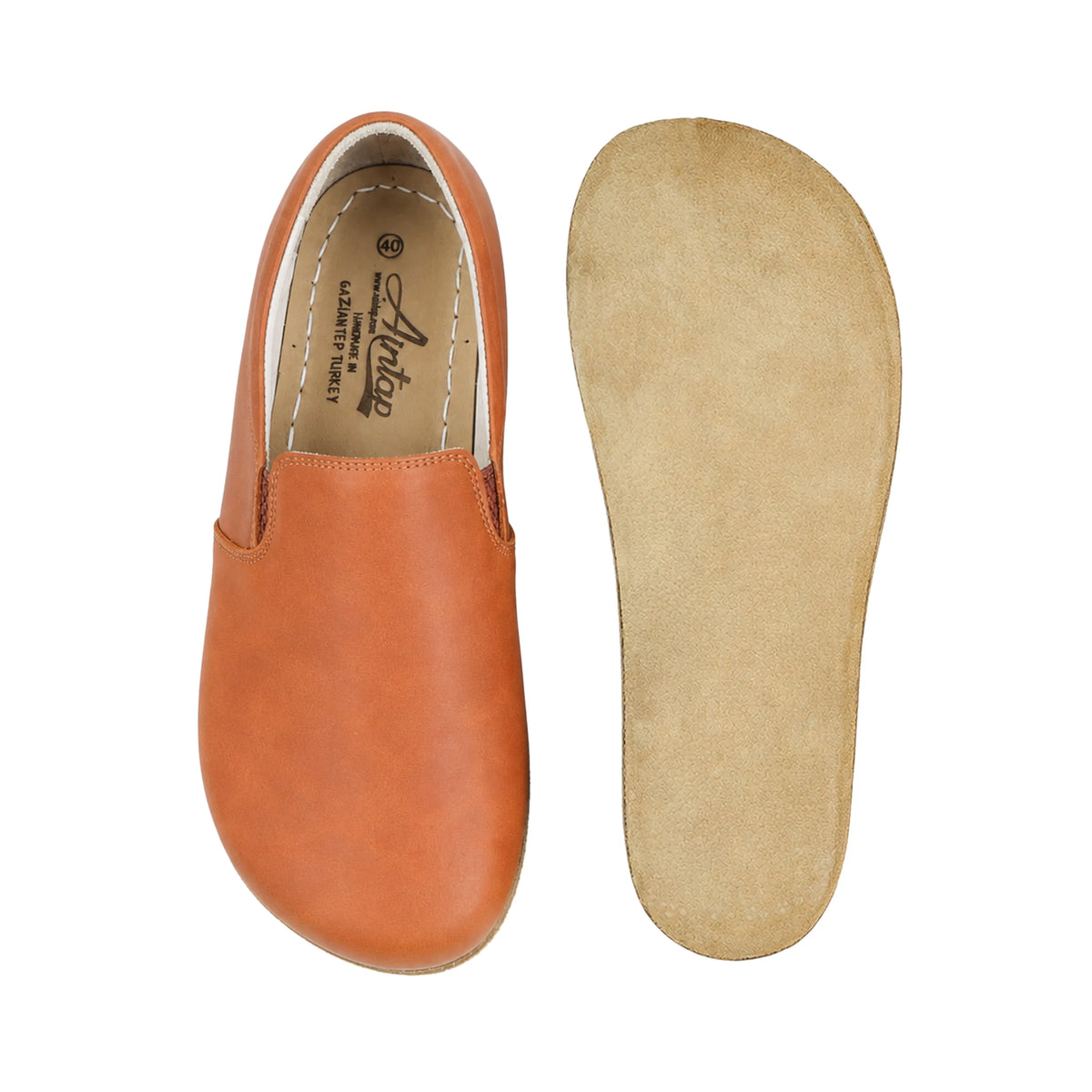Crazy Barefoot Slip-On Shoes – Classic Sole — Leather Sole – Honey Camel