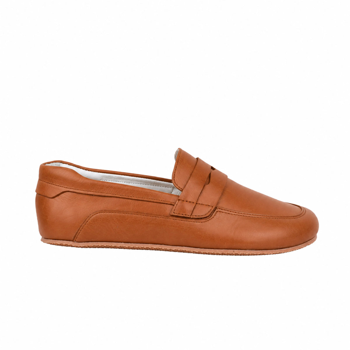Smooth Barefoot Penny Loafer Shoes – Rubber Sole – Tan