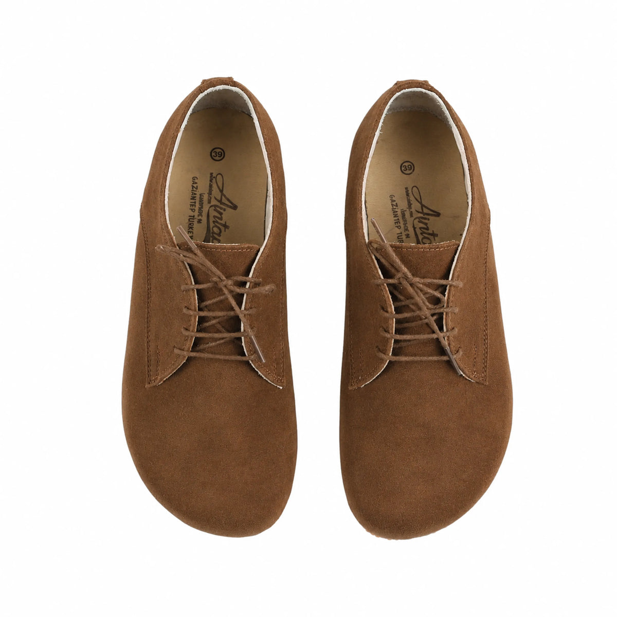 Suede Barefoot Oxford Shoes – Rubber Sole – Tan