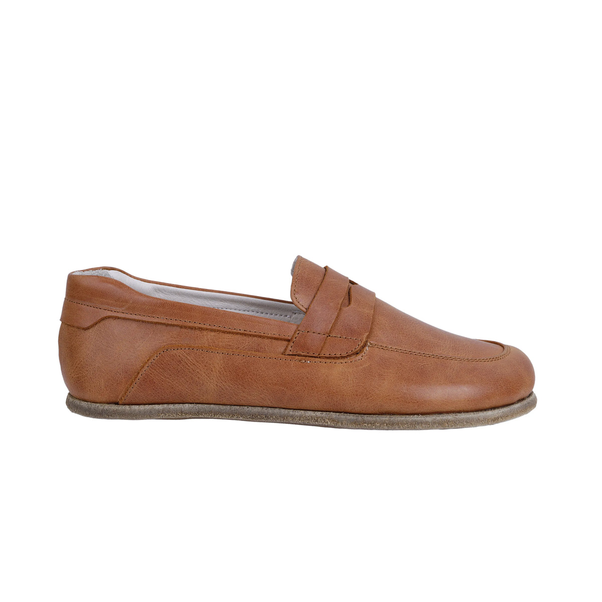 Crazy Barefoot Penny Loafer Shoes – Classic Sole — Leather Sole – Honey Camel