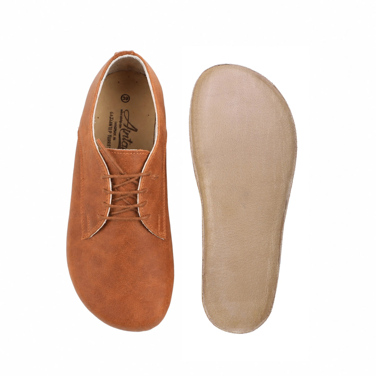 Crazy Barefoot Oxford Shoes – Classic Sole — Leather Sole – Honey Camel