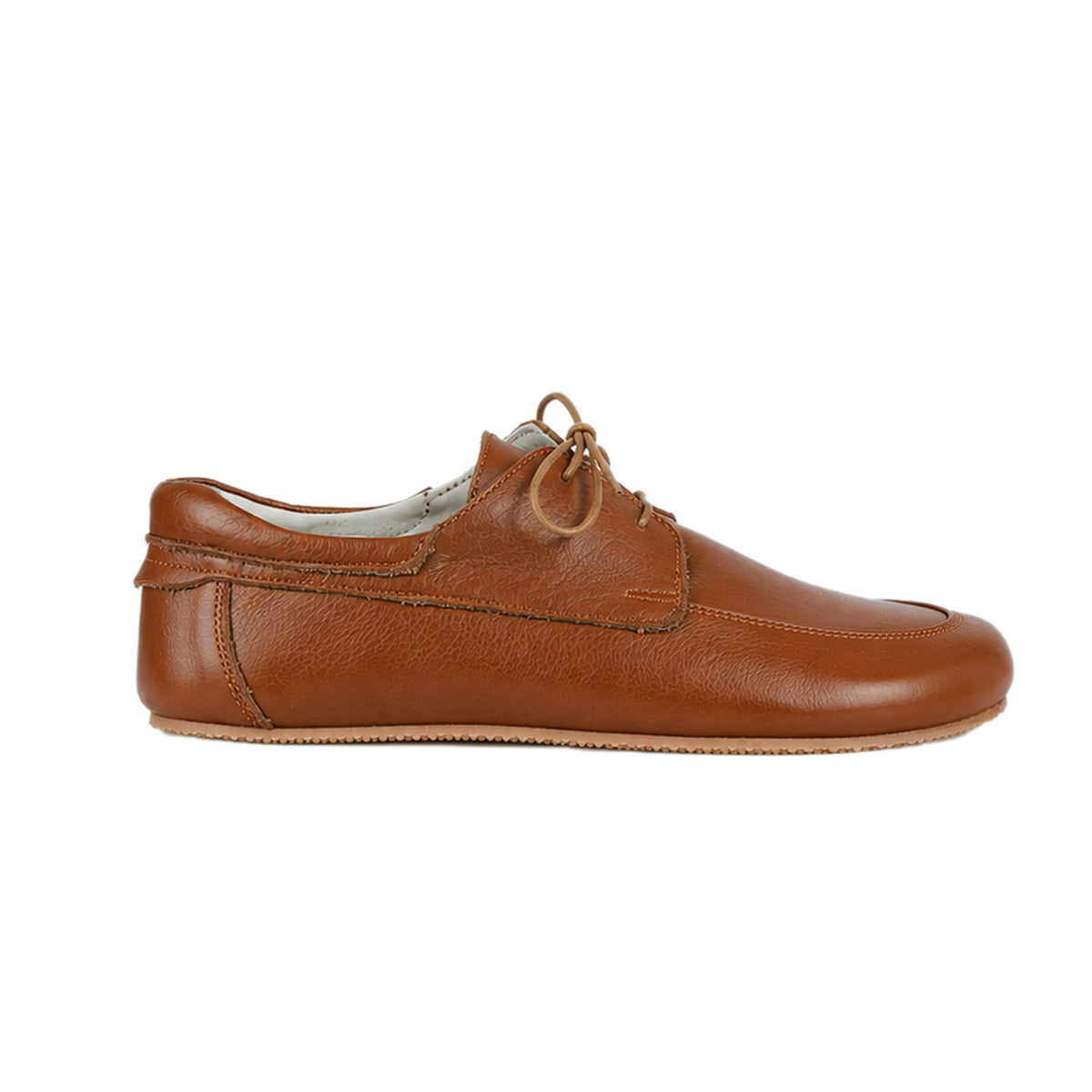 Smooth Barefoot Laces Penny Loafer Shoes – Rubber Sole – Tan