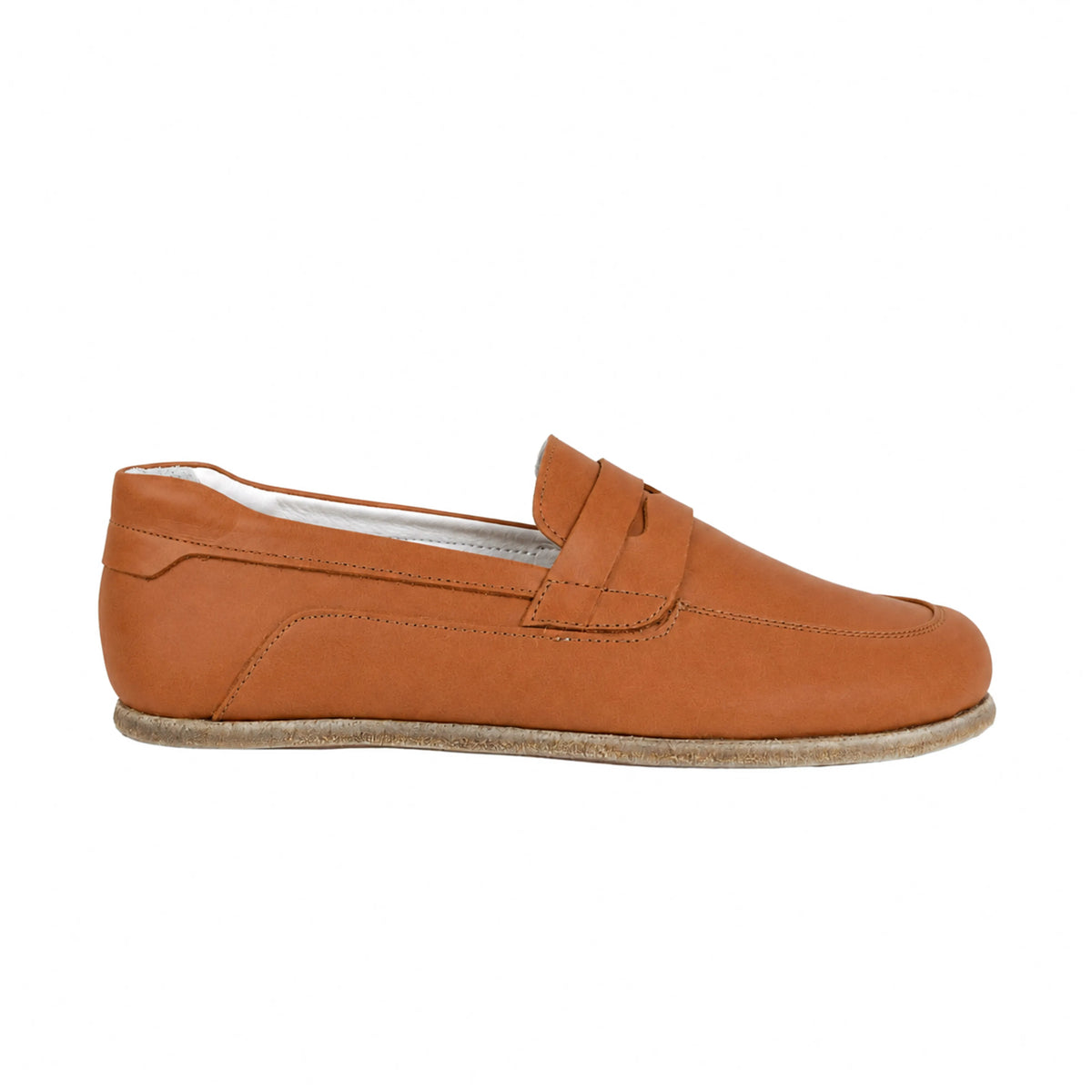 Smooth Barefoot Penny Loafer Shoes – Classic Sole — Leather Sole – Tan