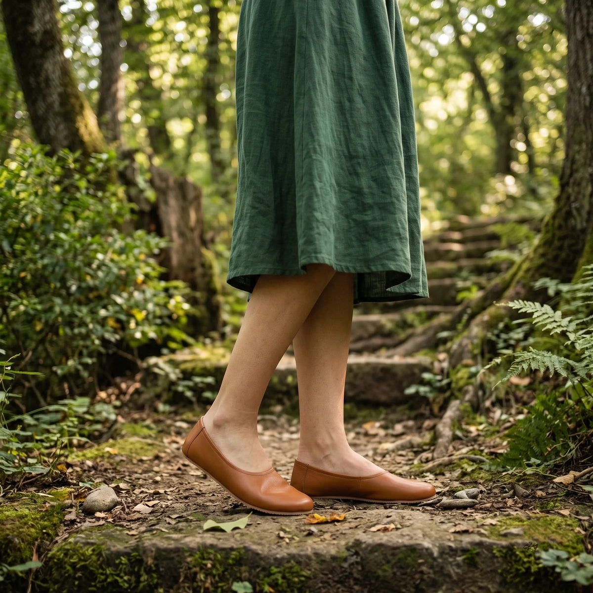 Smooth Barefoot Ballet Shoes – Rubber Sole – Tan