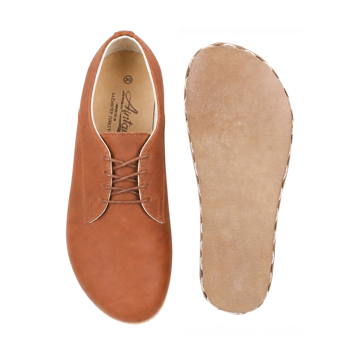 Crazy Barefoot Oxford Shoes — Leather Sole – Honey Camel
