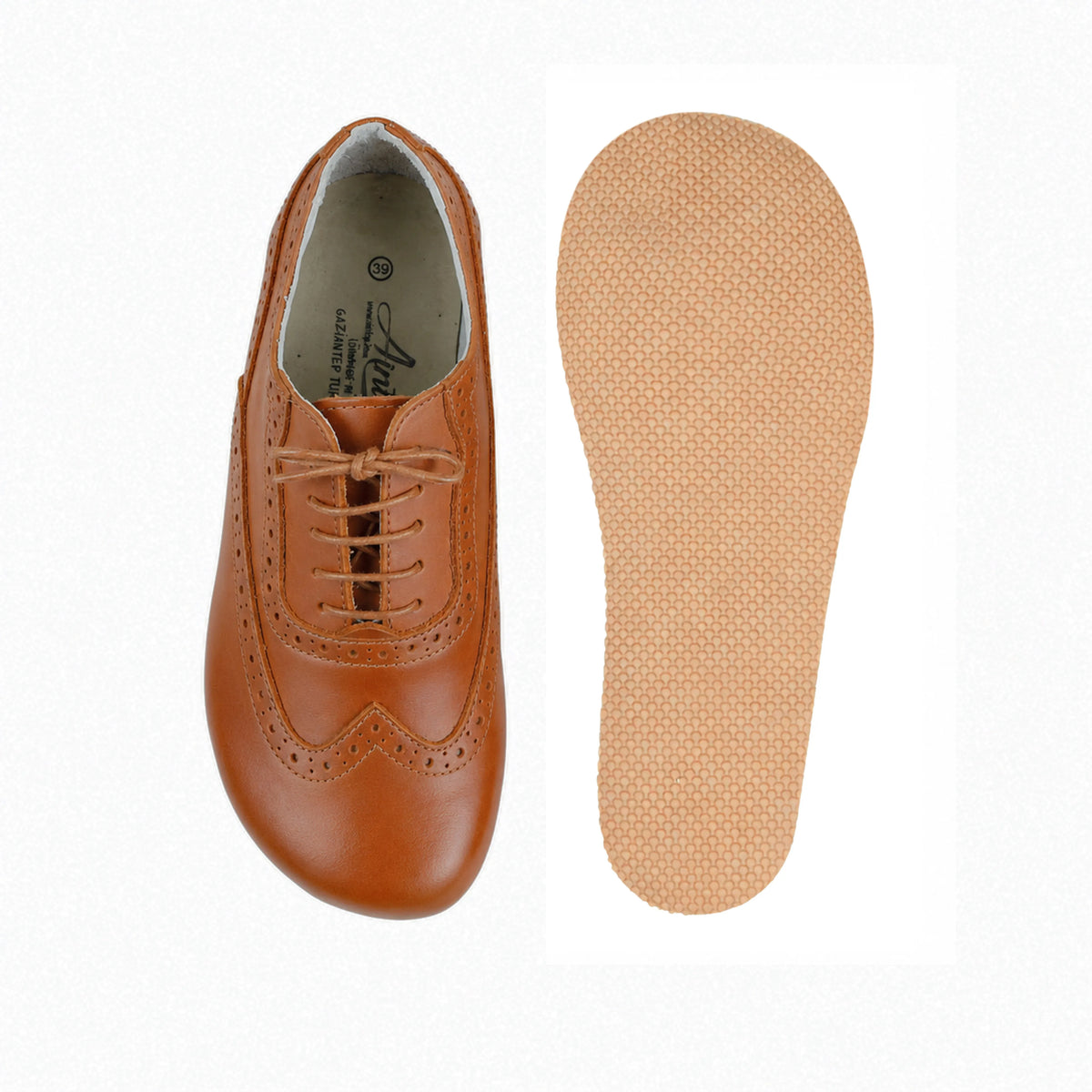 Smooth Barefoot Moccasin Shoes – Rubber Sole – Tan