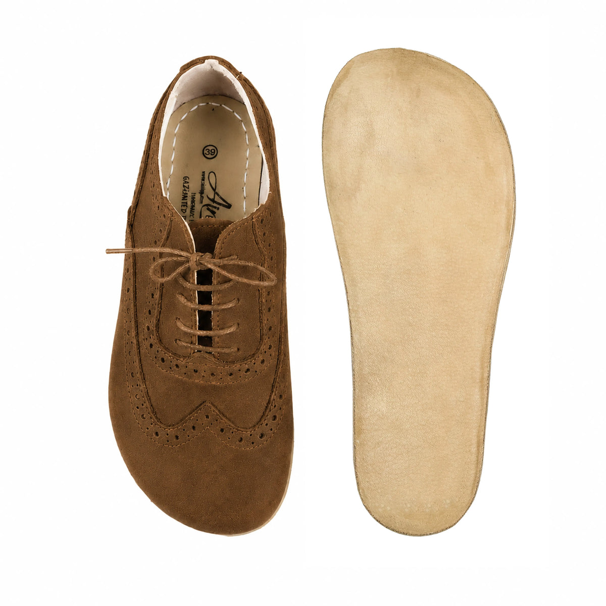Suede Barefoot Moccasin Shoes – Classic Sole — Leather Sole – Tan