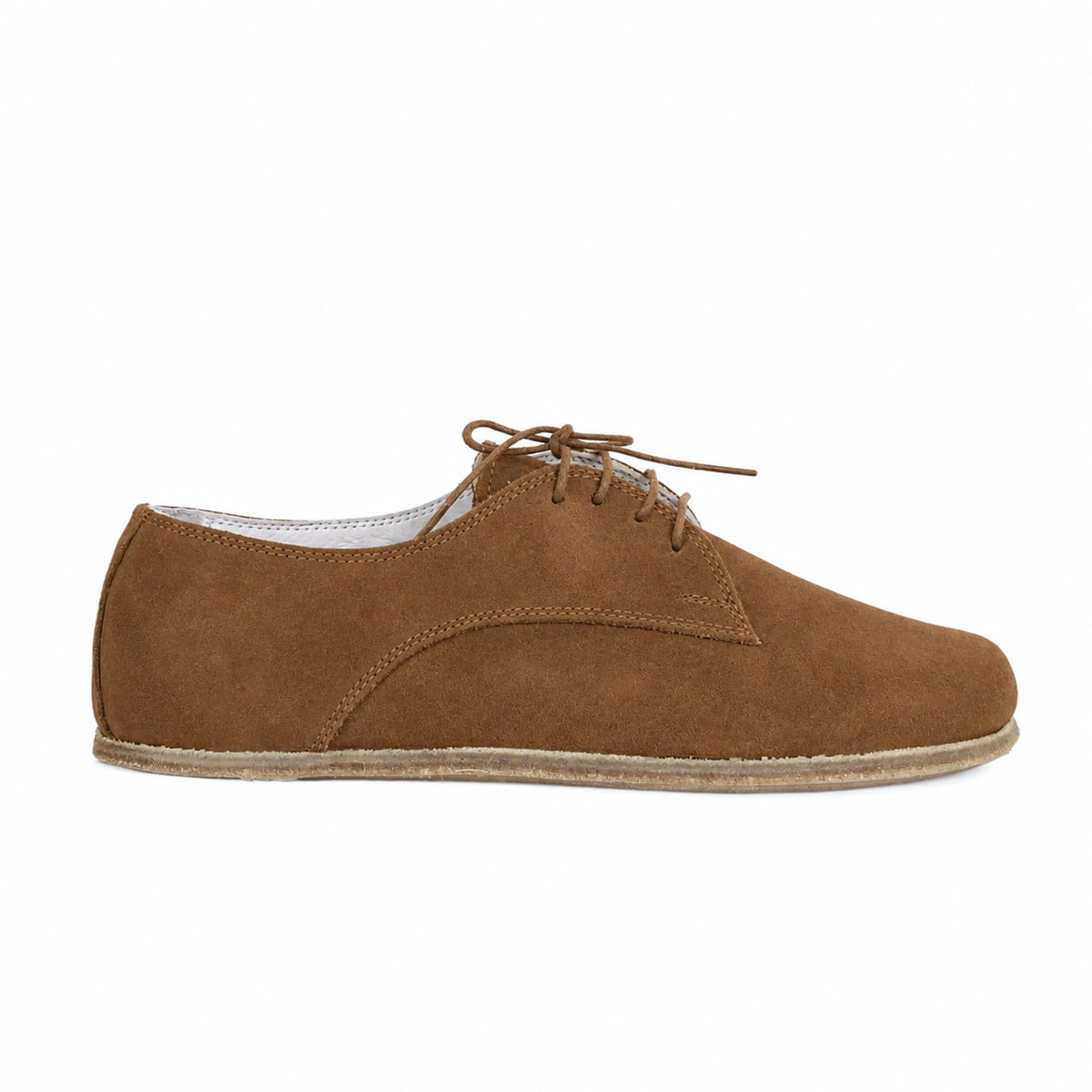 Suede Barefoot Oxford Shoes – Classic Sole — Leather Sole – Tan