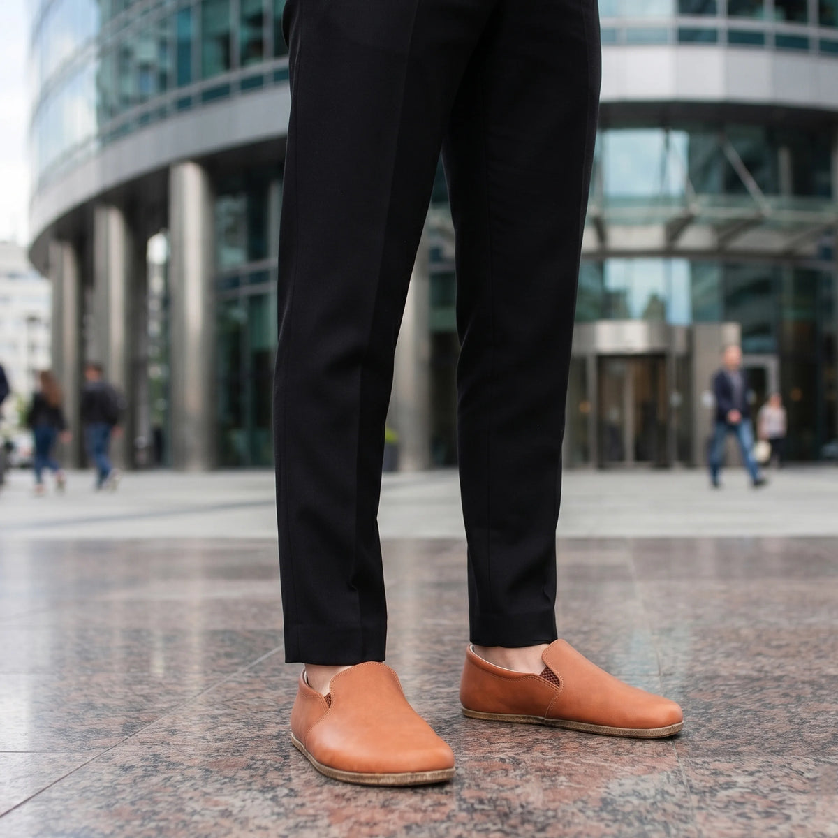 Crazy Barefoot Slip-On Shoes – Classic Sole — Leather Sole – Honey Camel