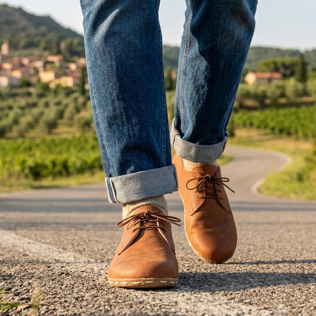 Crazy Barefoot Oxford Shoes — Leather Sole – Honey Camel