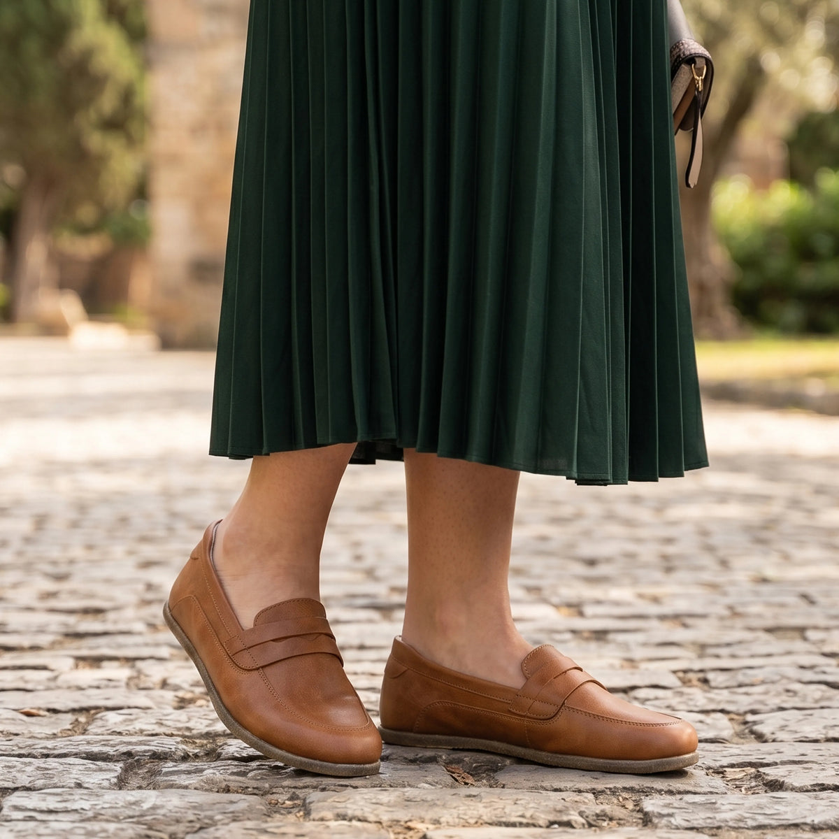 Crazy Barefoot Penny Loafer Shoes – Classic Sole — Leather Sole – Honey Camel