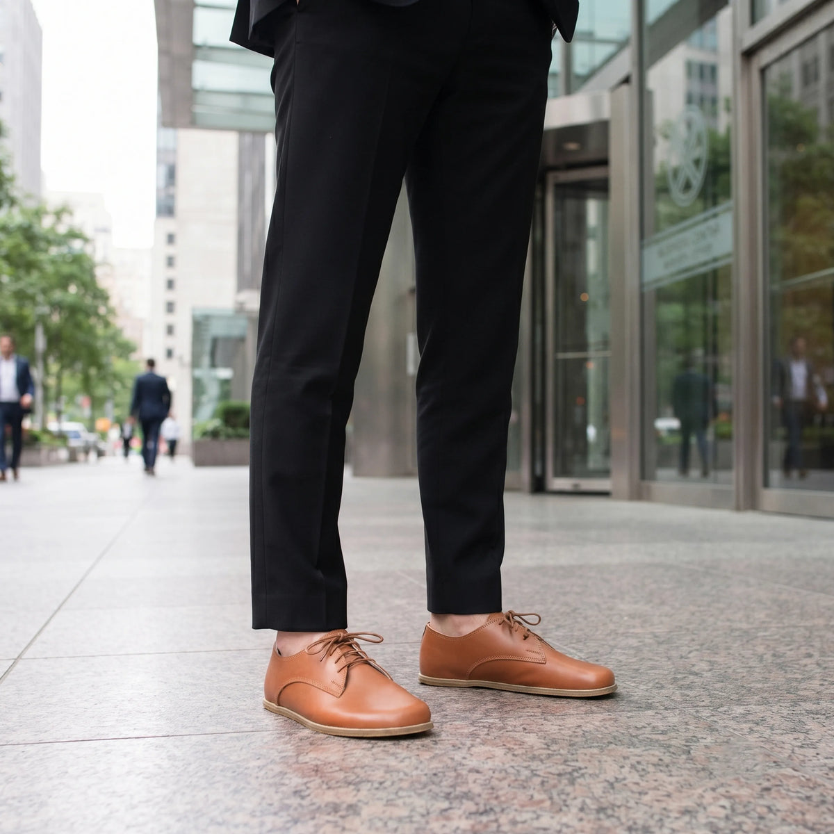 Smooth Barefoot Oxford Shoes – Classic Sole — Leather Sole – Tan
