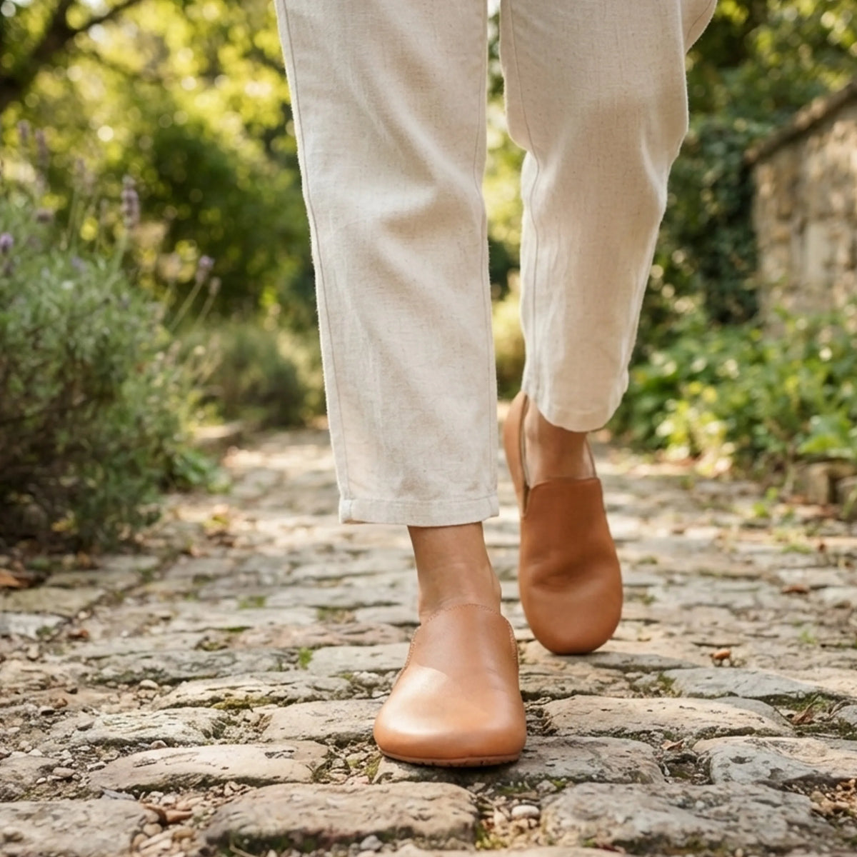 Smooth Barefoot Slip-On Shoes – Rubber Sole – Tan