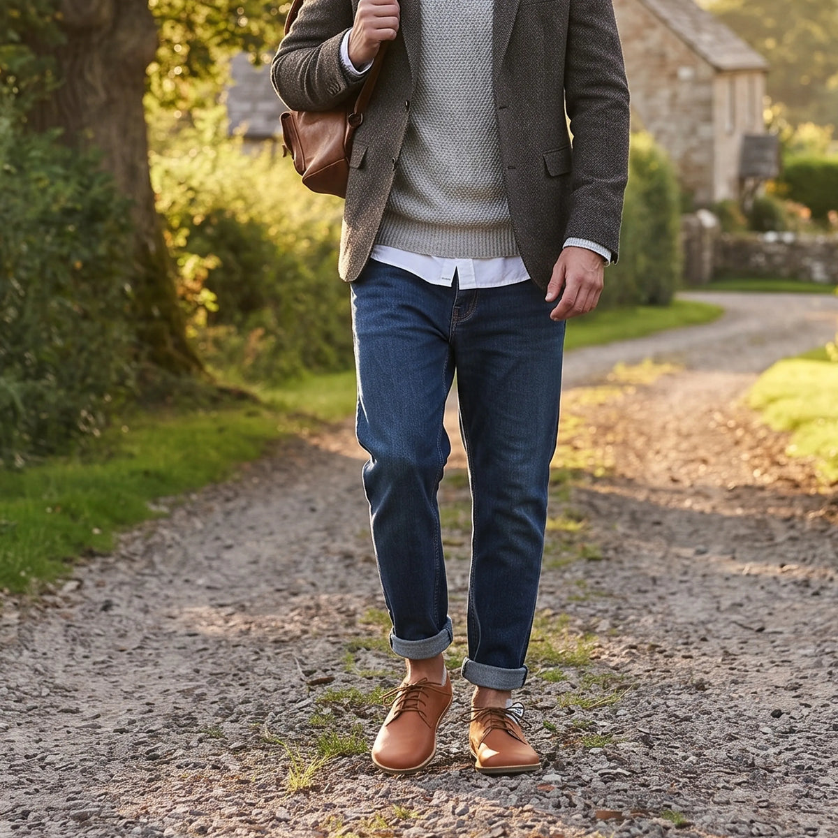 Crazy Barefoot Oxford Shoes – Classic Sole — Leather Sole – Honey Camel