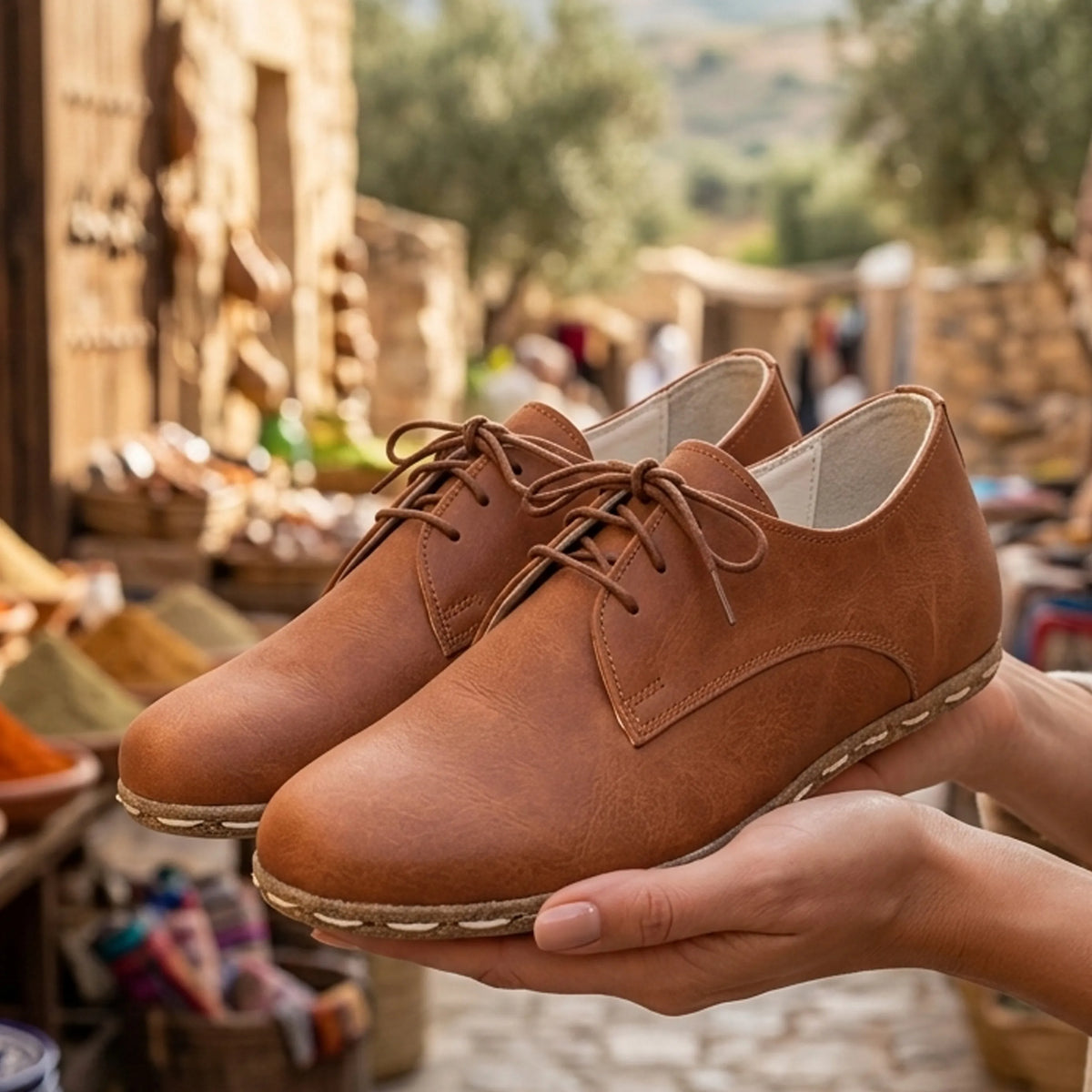 Crazy Barefoot Oxford Shoes — Leather Sole – Honey Camel
