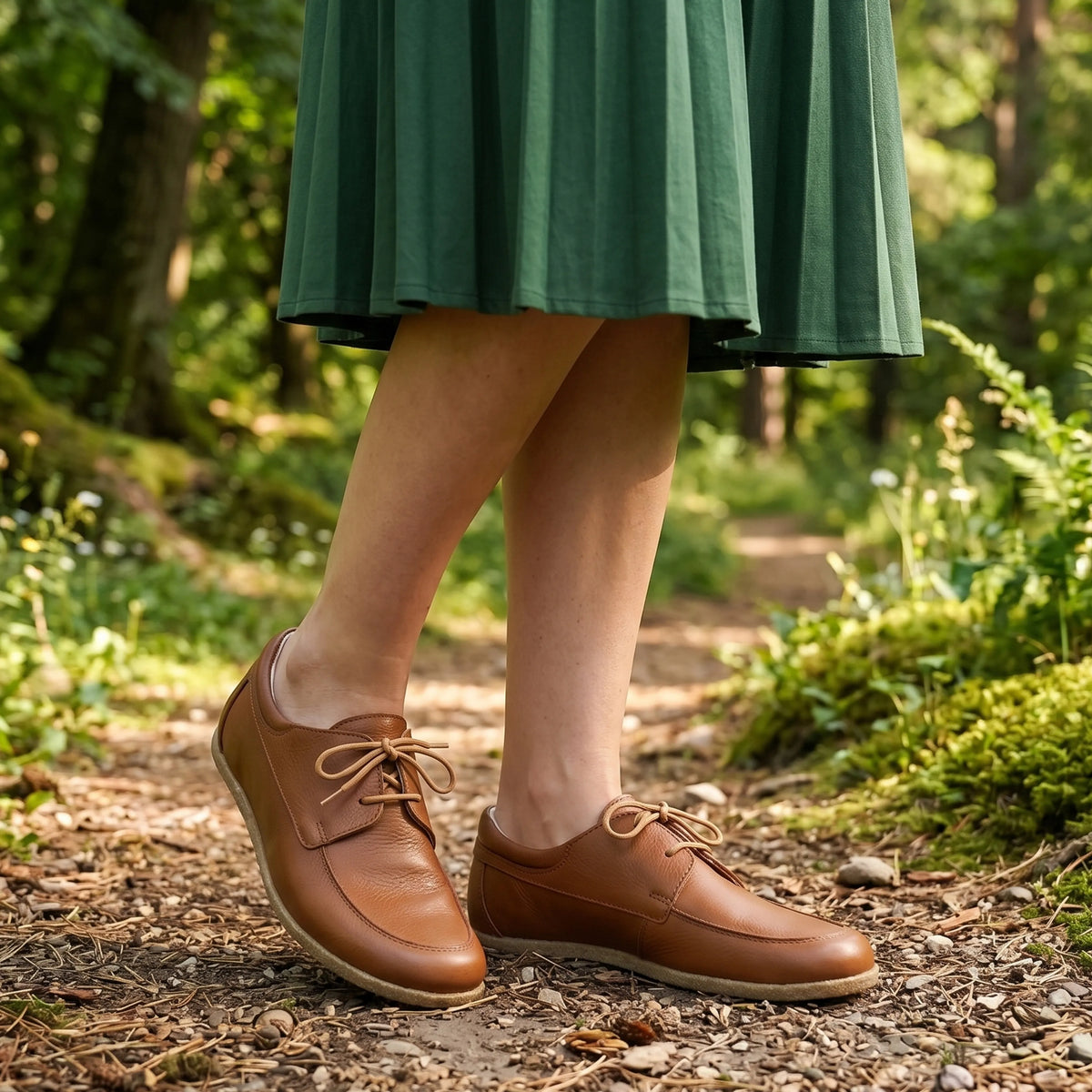 Smooth Barefoot Laces Penny Loafer Shoes – Classic Sole — Leather Sole – Tan
