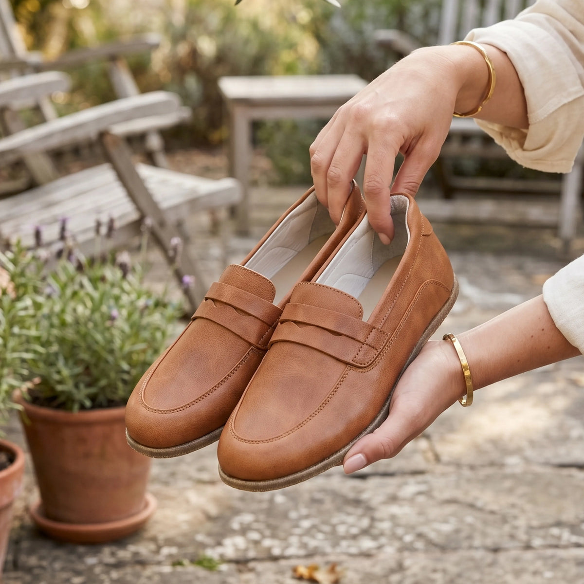 Crazy Barefoot Penny Loafer Shoes – Classic Sole — Leather Sole – Honey Camel