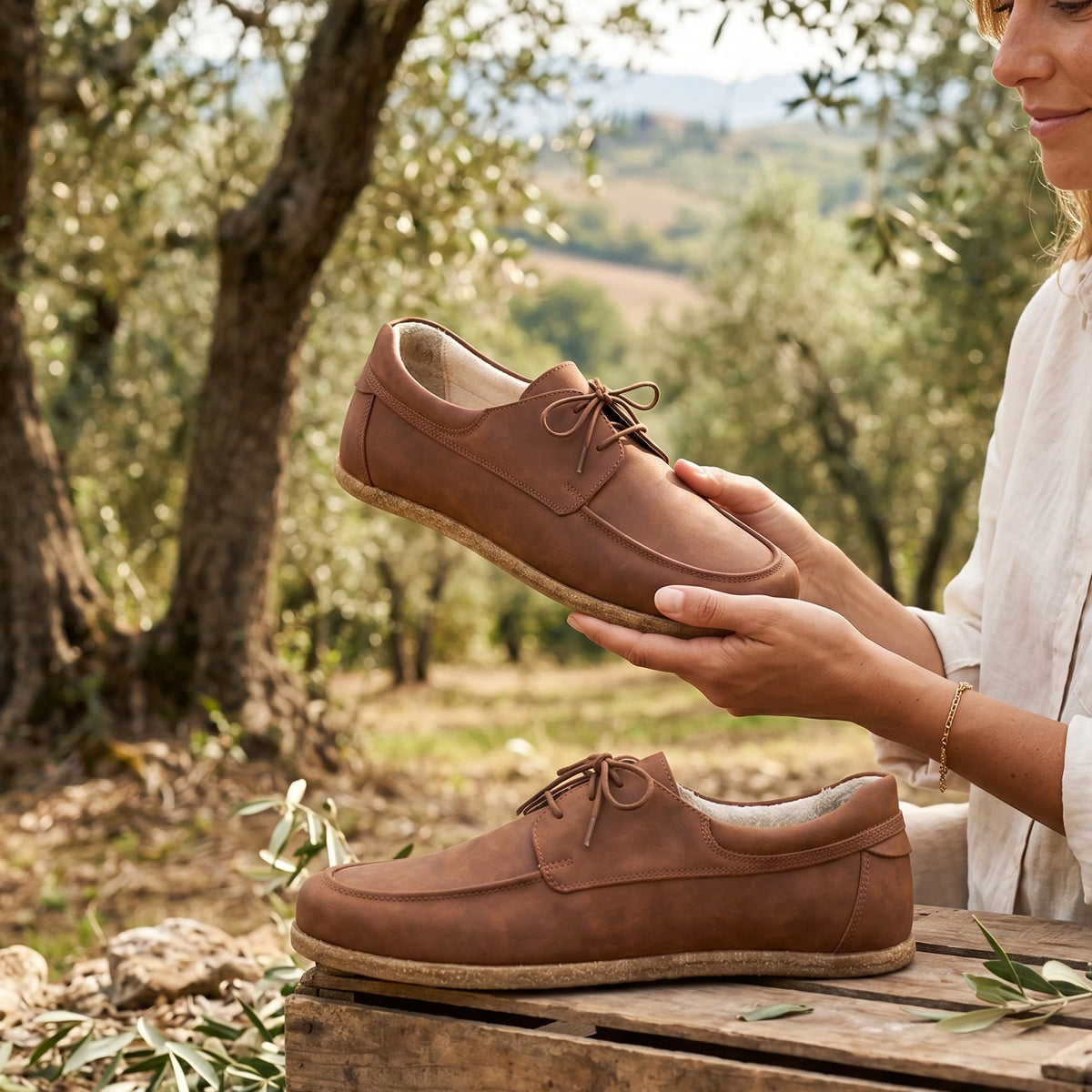 Crazy Barefoot Laces Penny Loafer Shoes – Classic Sole — Leather Sole – Honey Camel