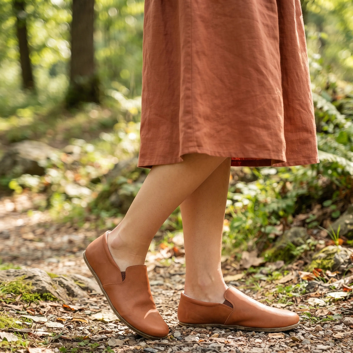 Crazy Barefoot Slip-On Shoes – Classic Sole — Leather Sole – Honey Camel