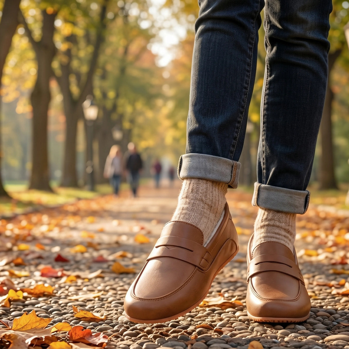 Crazy Barefoot Penny Loafer Shoes – Rubber Sole – Honey Camel