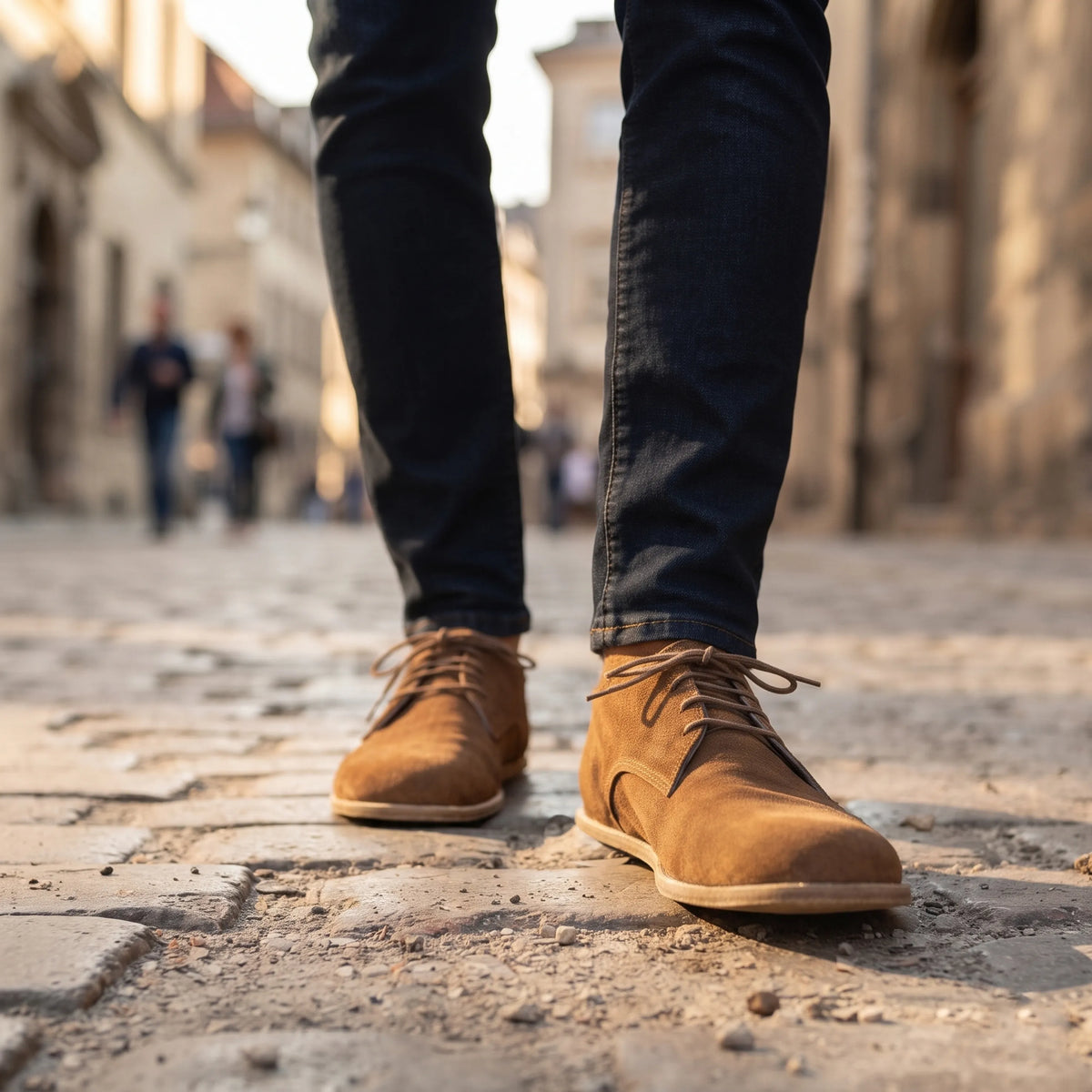 Suede Barefoot Oxford Shoes – Classic Sole — Leather Sole – Tan